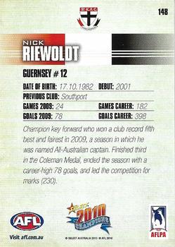 2010 Select AFL Champions #148 Nick Riewoldt Back